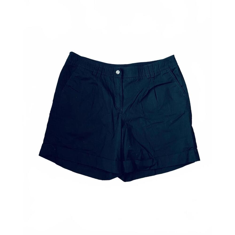 Westbound Black Cuffed 100% Cotton Twill Shorts Size 18
